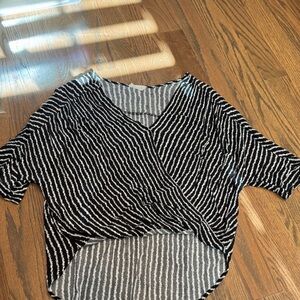 Black and White Striped Women's Top